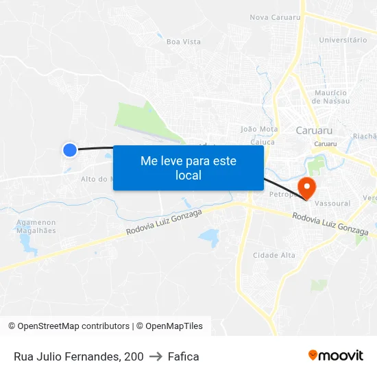 Rua Julio Fernandes, 200 to Fafica map