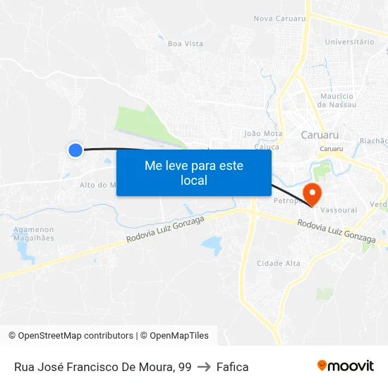 Rua José Francisco De Moura, 99 to Fafica map