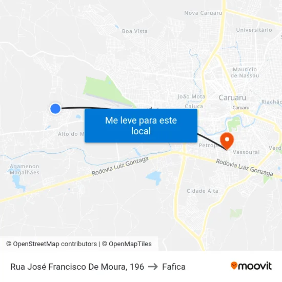 Rua José Francisco De Moura, 196 to Fafica map