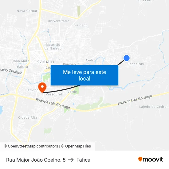 Rua Major João Coelho, 5 to Fafica map