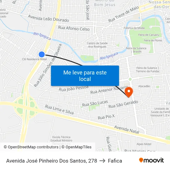 Avenida José Pinheiro Dos Santos, 278 to Fafica map