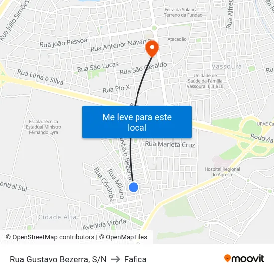 Rua Gustavo Bezerra, S/N to Fafica map