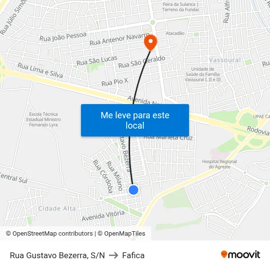 Rua Gustavo Bezerra, S/N to Fafica map