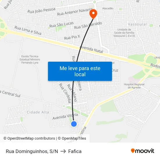 Rua Dominguinhos, S/N to Fafica map