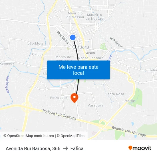 Avenida Rui Barbosa, 366 to Fafica map