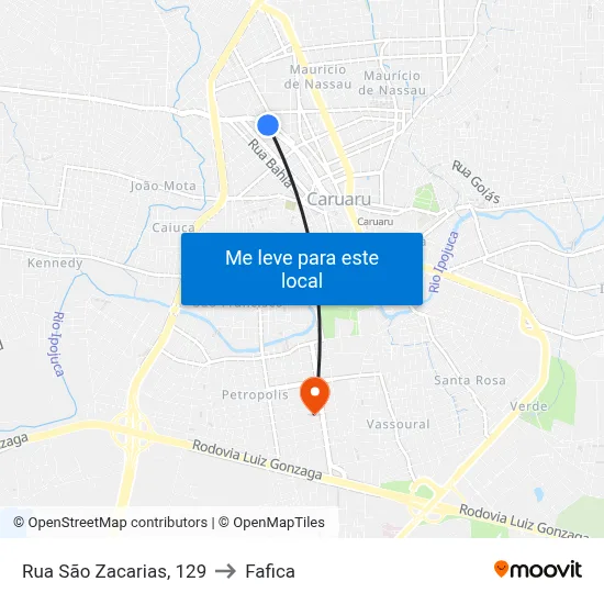 Rua São Zacarias, 129 to Fafica map
