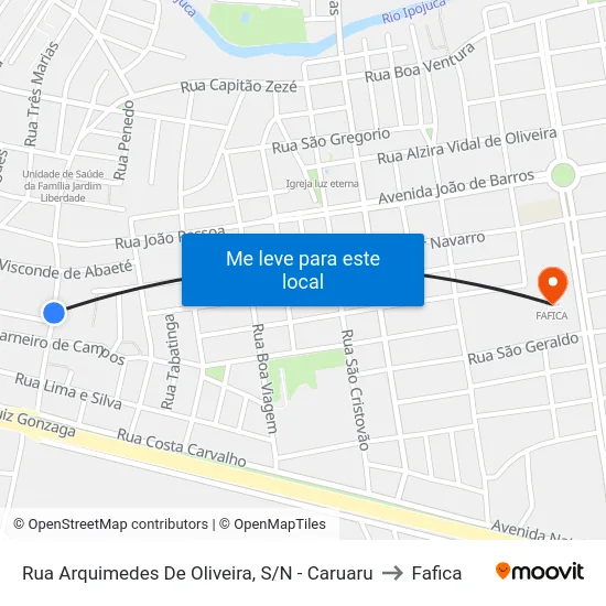 Rua Arquimedes De Oliveira, S/N - Caruaru to Fafica map