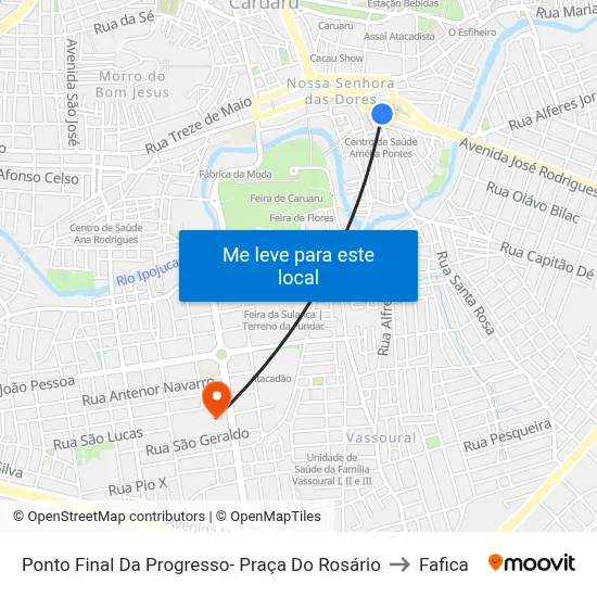 Ponto Final Da Progresso- Praça Do Rosário to Fafica map