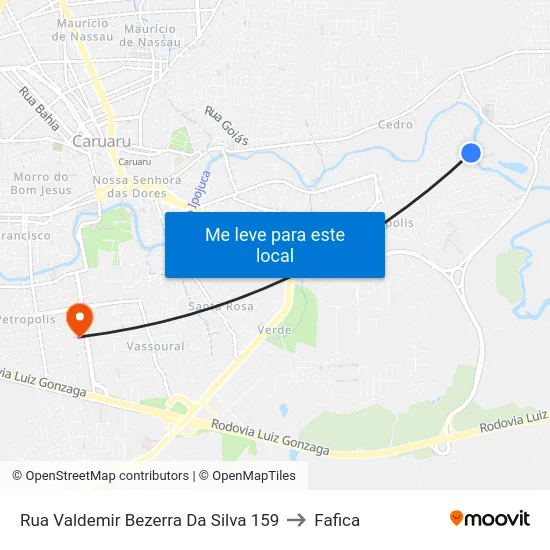 Rua Valdemir Bezerra Da Silva 159 to Fafica map
