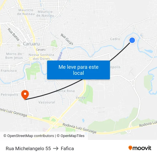 Rua Michelangelo 55 to Fafica map