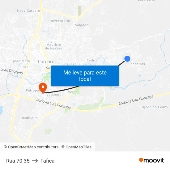 Rua 70 35 to Fafica map