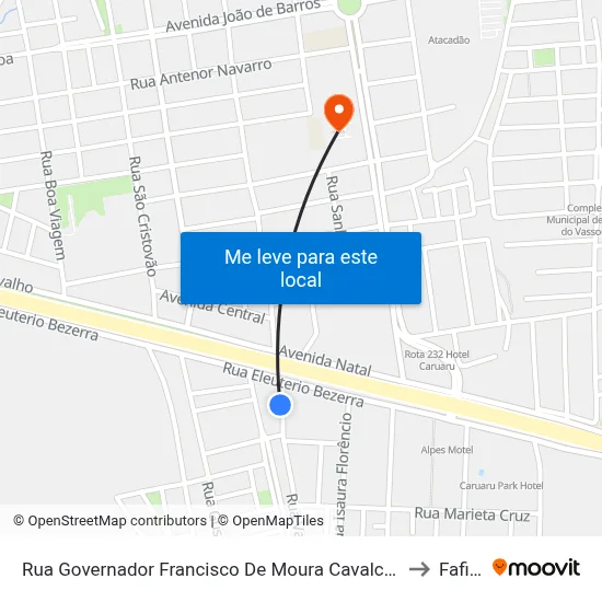 Rua Governador Francisco De Moura Cavalcante 87 to Fafica map