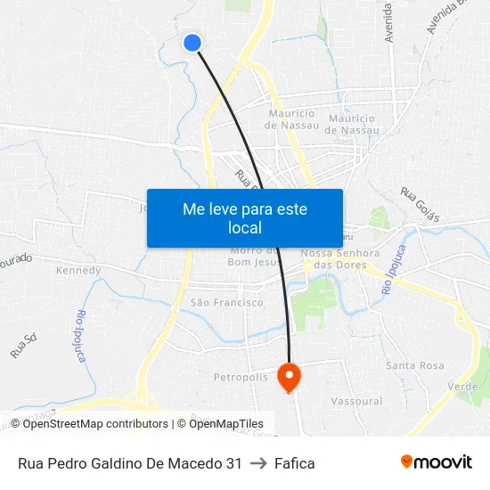 Rua Pedro Galdino De Macedo 31 to Fafica map