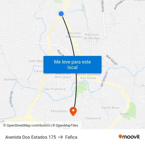 Avenida Dos Estados 175 to Fafica map
