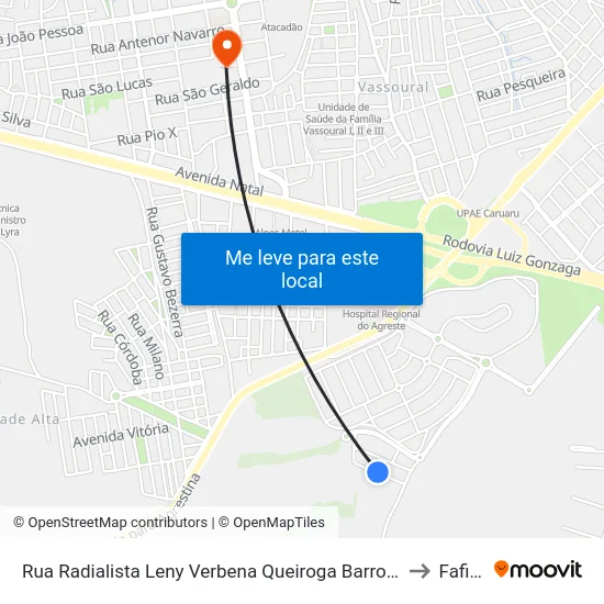 Rua Radialista Leny Verbena Queiroga Barros 204 to Fafica map