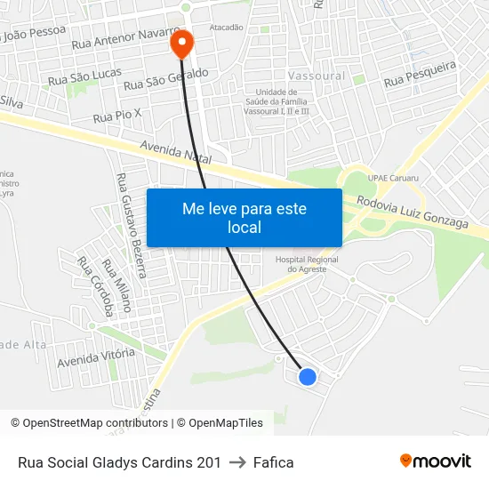 Rua Social Gladys Cardins 201 to Fafica map