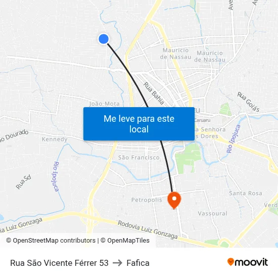 Rua São Vicente Férrer 53 to Fafica map
