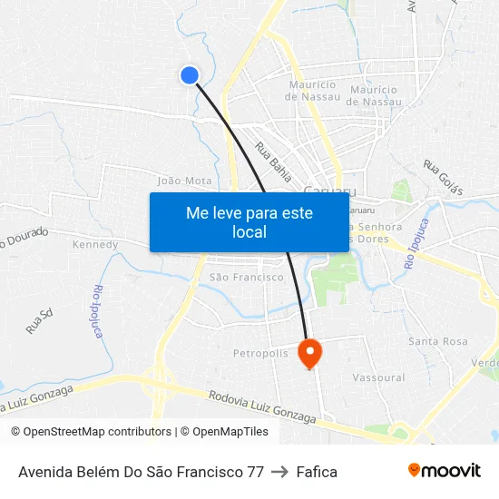Avenida Belém Do São Francisco 77 to Fafica map