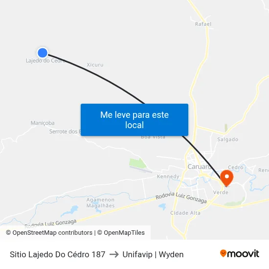 Sitio Lajedo Do Cédro 187 to Unifavip | Wyden map