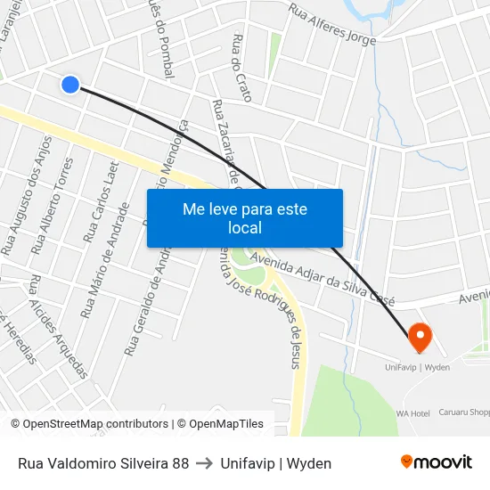 Rua Valdomiro Silveira 88 to Unifavip | Wyden map