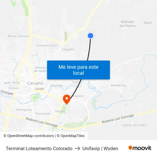 Terminal Loteamento Colorado to Unifavip | Wyden map