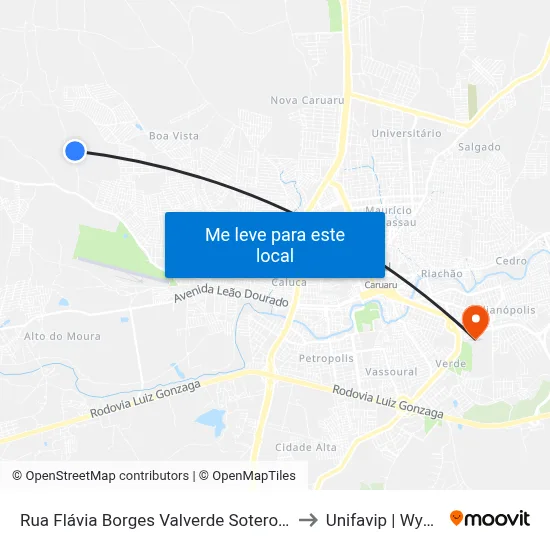 Rua Flávia Borges Valverde Sotero 258 to Unifavip | Wyden map