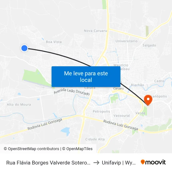 Rua Flávia Borges Valverde Sotero 258 to Unifavip | Wyden map