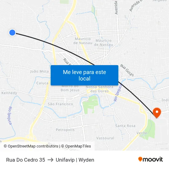Rua Do Cedro 35 to Unifavip | Wyden map