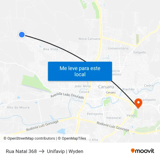 Rua Natal 368 to Unifavip | Wyden map