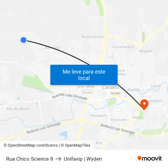 Rua Chico Science 8 to Unifavip | Wyden map