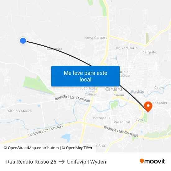 Rua Renato Russo 26 to Unifavip | Wyden map