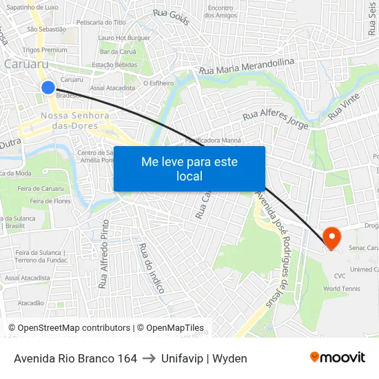 Avenida Rio Branco 164 to Unifavip | Wyden map