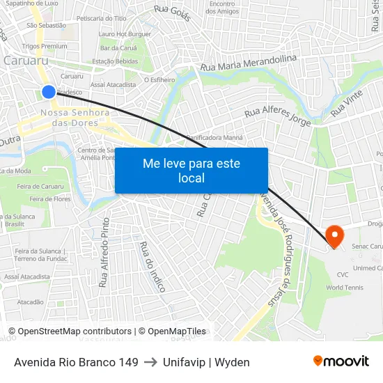 Avenida Rio Branco 149 to Unifavip | Wyden map
