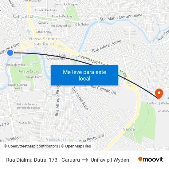 Rua Djalma Dutra, 173 - Caruaru to Unifavip | Wyden map