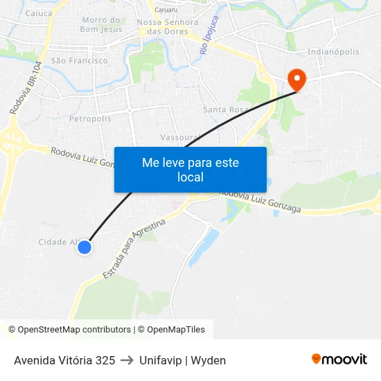 Avenida Vitória 325 to Unifavip | Wyden map