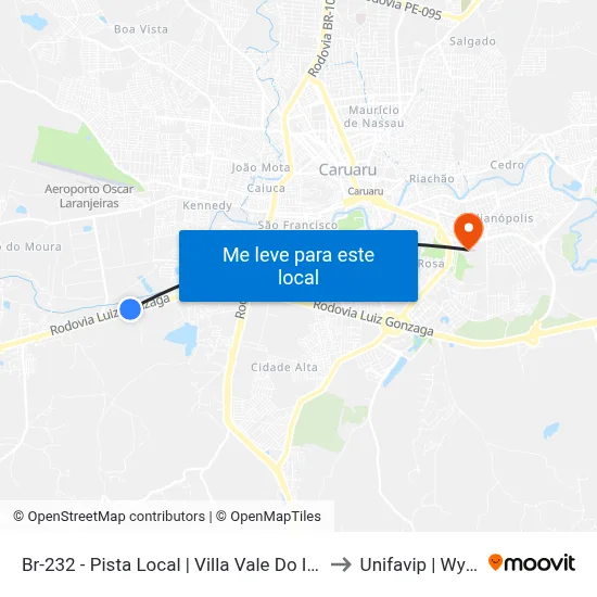 Br-232 - Pista Local | Villa Vale Do Ipojuca to Unifavip | Wyden map