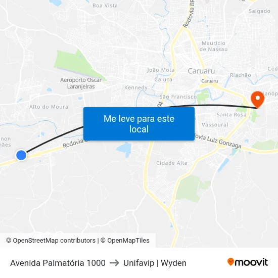 Avenida Palmatória 1000 to Unifavip | Wyden map