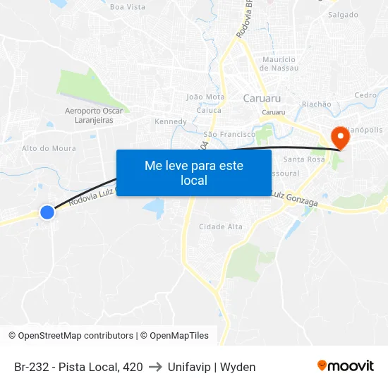 Br-232 - Pista Local, 420 to Unifavip | Wyden map