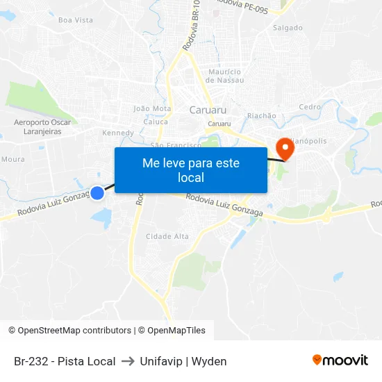 Br-232 - Pista Local to Unifavip | Wyden map