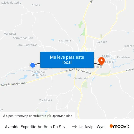 Avenida Expedito Antônio Da Silva 40 to Unifavip | Wyden map