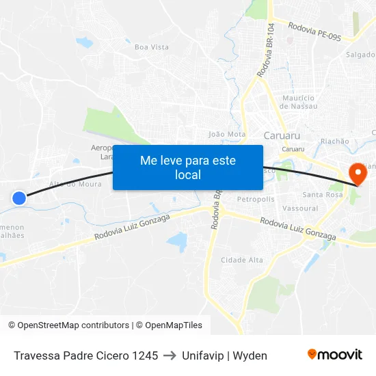 Travessa Padre Cicero 1245 to Unifavip | Wyden map