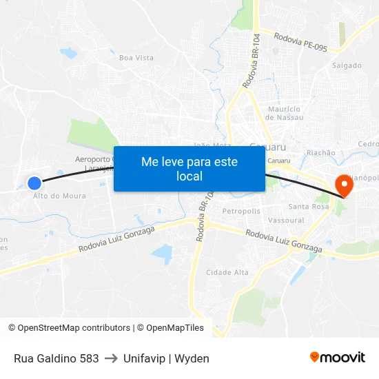 Rua Galdino 583 to Unifavip | Wyden map