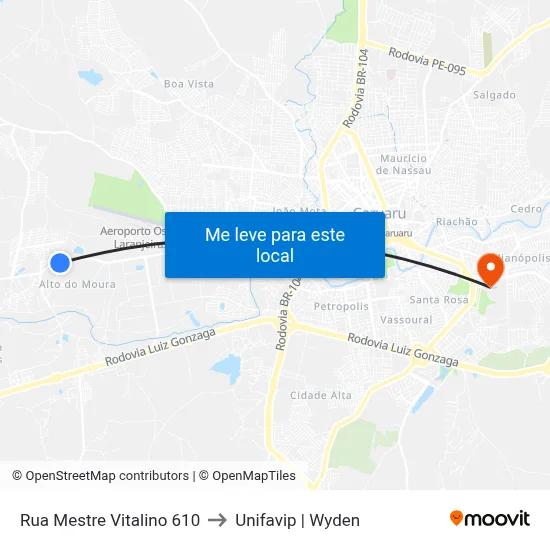 Rua Mestre Vitalino 610 to Unifavip | Wyden map