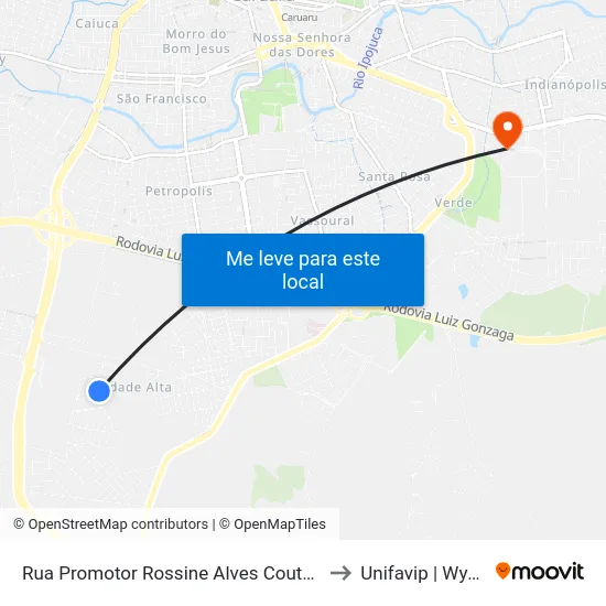 Rua Promotor Rossine Alves Couto 243 to Unifavip | Wyden map