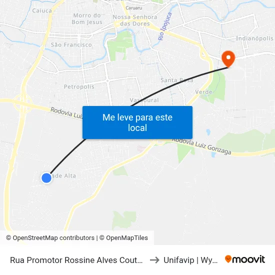 Rua Promotor Rossine Alves Couto 243 to Unifavip | Wyden map