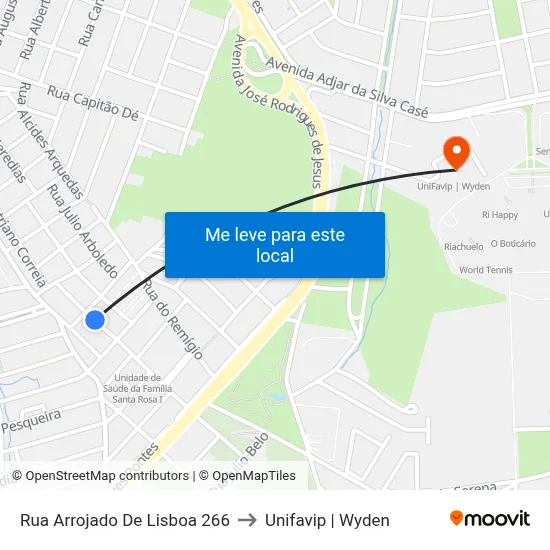 Rua Arrojado De Lisboa 266 to Unifavip | Wyden map