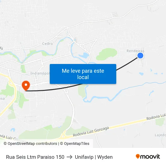 Rua Seis Ltm Paraiso 150 to Unifavip | Wyden map