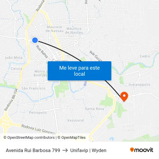 Avenida Rui Barbosa 799 to Unifavip | Wyden map