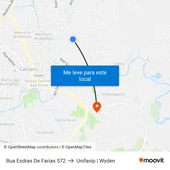Rua Esdras De Farias 572 to Unifavip | Wyden map
