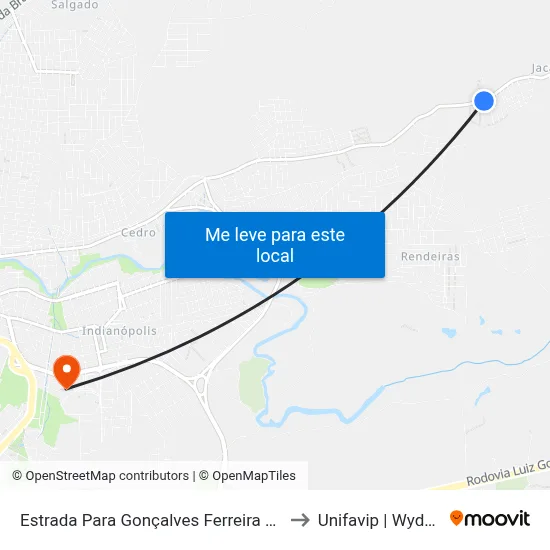 Estrada Para Gonçalves Ferreira 16 to Unifavip | Wyden map